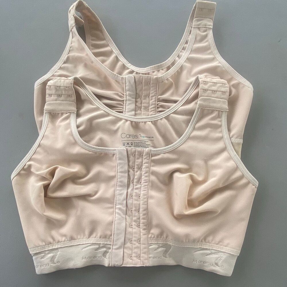 Marena Cares Recovery Front Closure Compression Bras Beige Women 36 B/C Set of 2